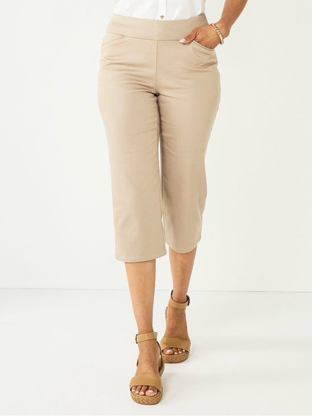 Croft & Barrow Stretch Capri Cream Pants(10)